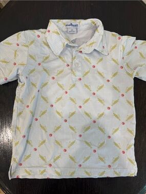Blue Quail Grasshopper and Apple Collared Shirt